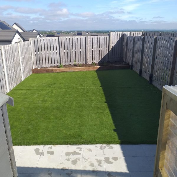 Brand new back garden with lawn maintenance